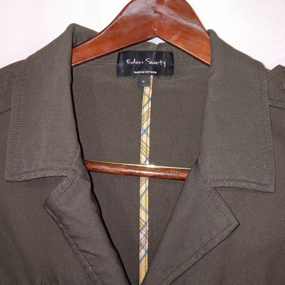 Eden Society Laysha Cargo Jacket Women Size Small Olive Military Utility - Picture 3 of 12